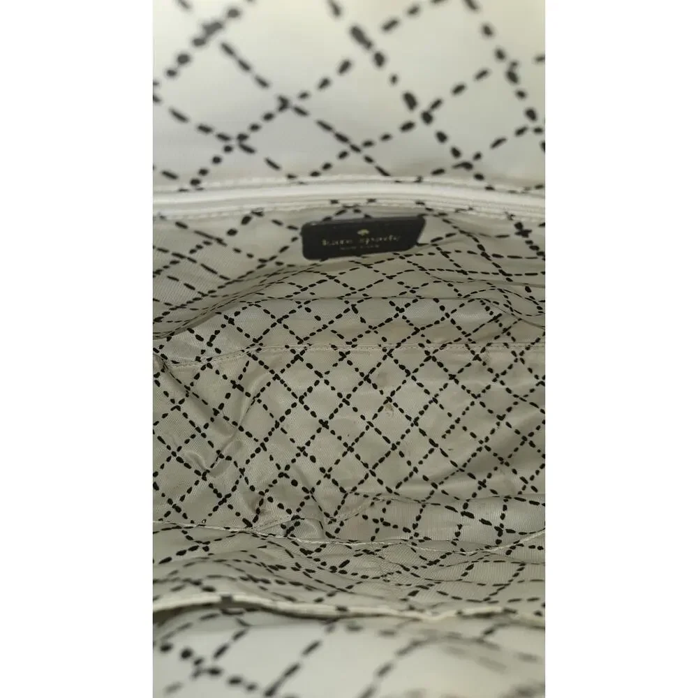 Kate Spade Women Black Geometric Saffiano Leather Satchel Top Handle Medium Bag